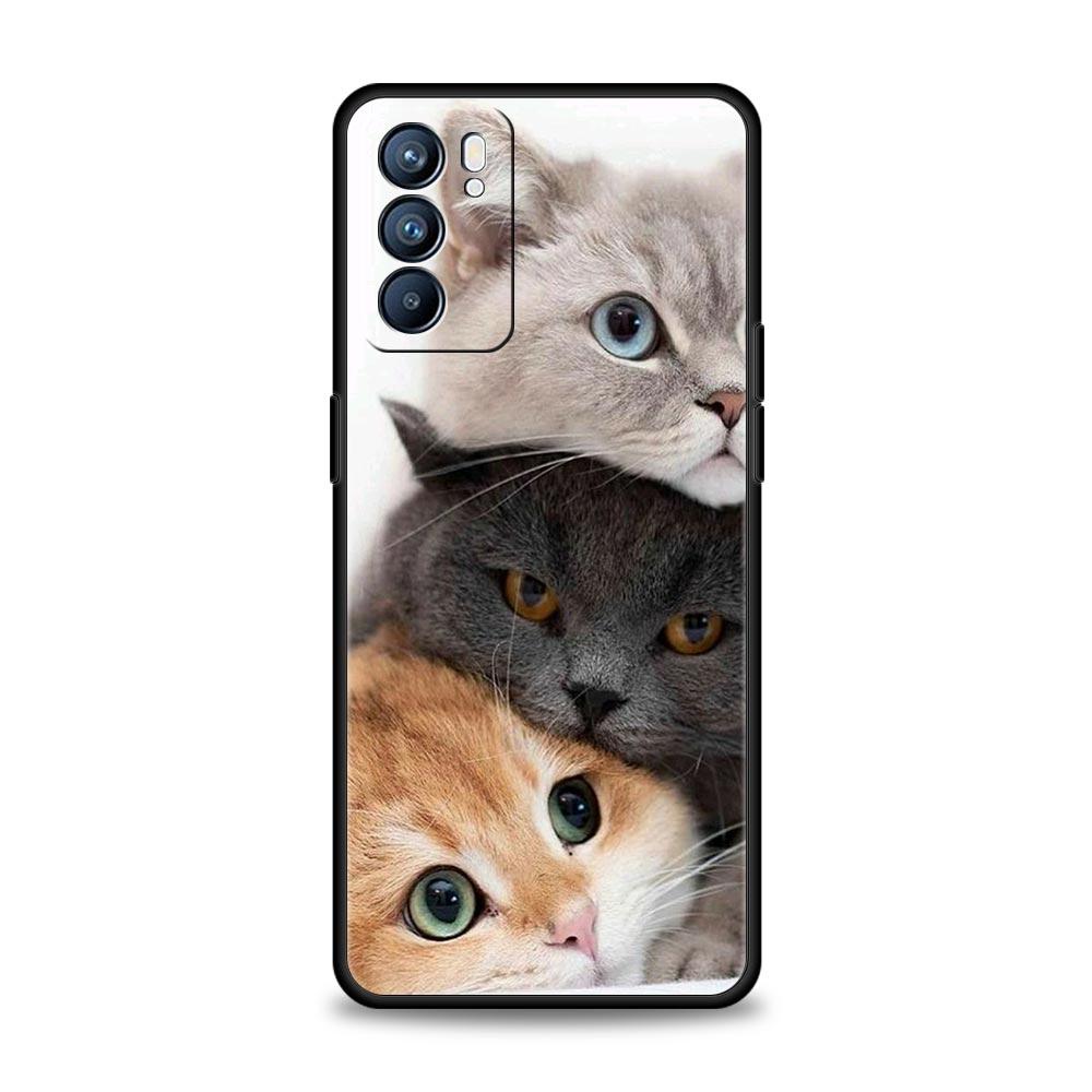 Phone Case For Oppo Reno13 Reno12 Reno11 F Reno10 Pro A54 A53 A95 A76 A74 A57 A98 A80 A79 5G A78 4G Cover Kawaii Love Cat