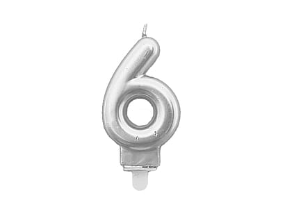 Świeczka Cyfra "6" Srebrna