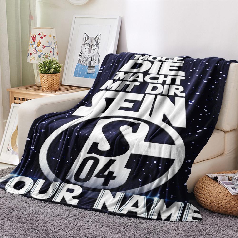 1pz Coperta in Flanella Personalizzata con Nome e Motivo FC Schalke 04 Adatta a Tutte le Stagioni per Arredamento Casa Calore e Comfort Regali Regalo Festivo_xia
