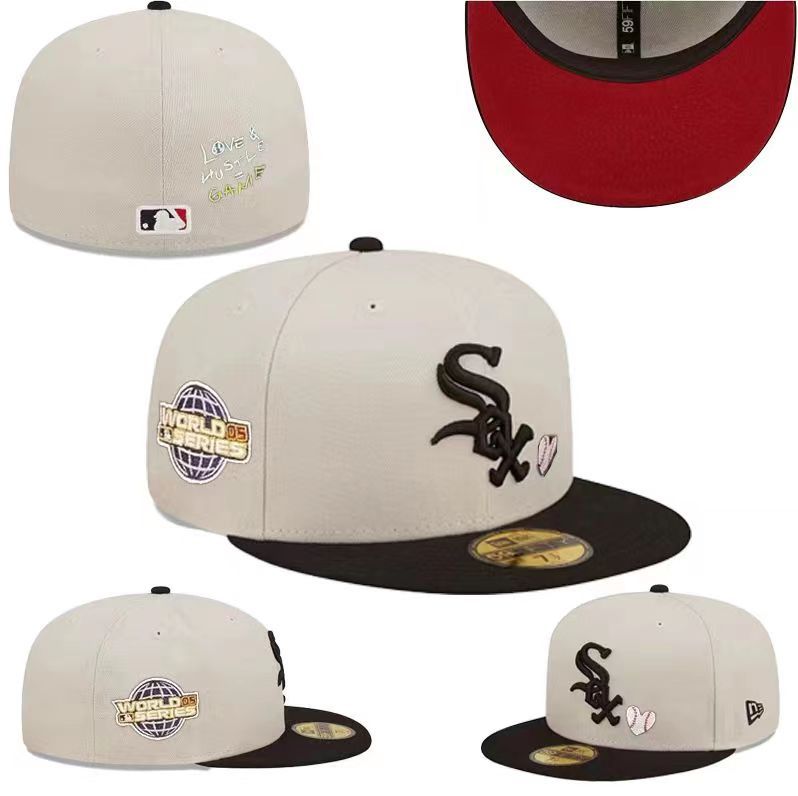 Fashion Accessorie Chicago White Sox maat pet, gesloten hoed, honkbalpet, zonneklep, geborduurde hoed, diverse kleuren 714