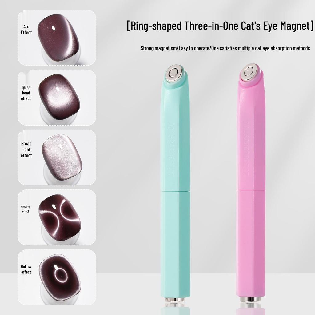 Three-in-One Cat Eye Nail Art Magnet with Butterfly Beads