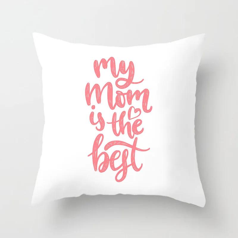 Mother's Day Throw Pillow Cover for Sofa Pillow Case Home Decor Polyester Cushion Cover Gift for Mom Housse De Coussin