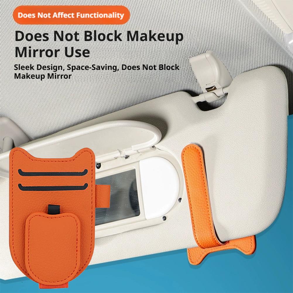 Magnetic Car Sunglasses Holder for Sun Visor, PU Glasses Clip Hanger with Portable Car Glasses Clip Card Clip Auto Accessor K7S1