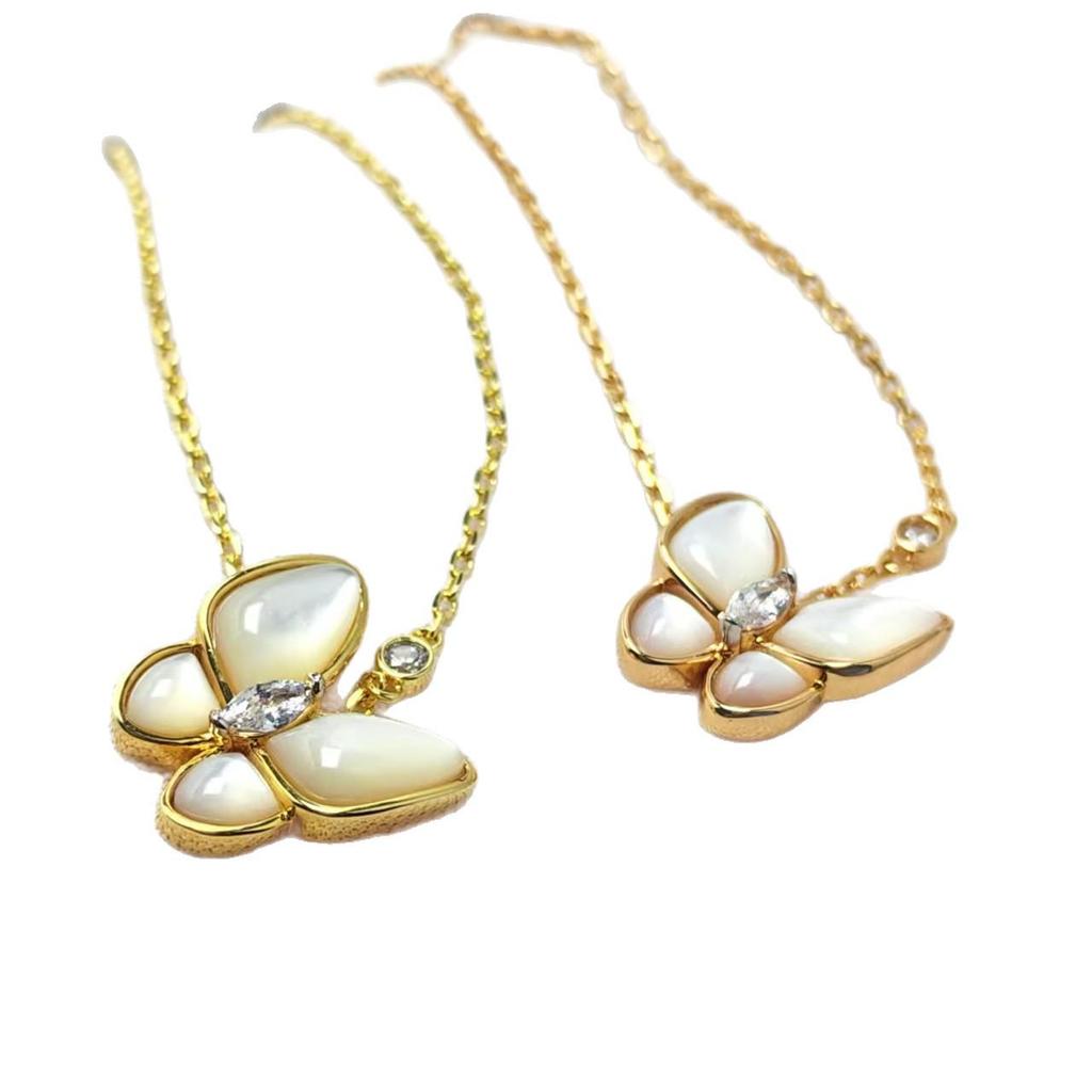 High-End Butterfly White Mother-of-Pearl Diamond Clavicle Necklace