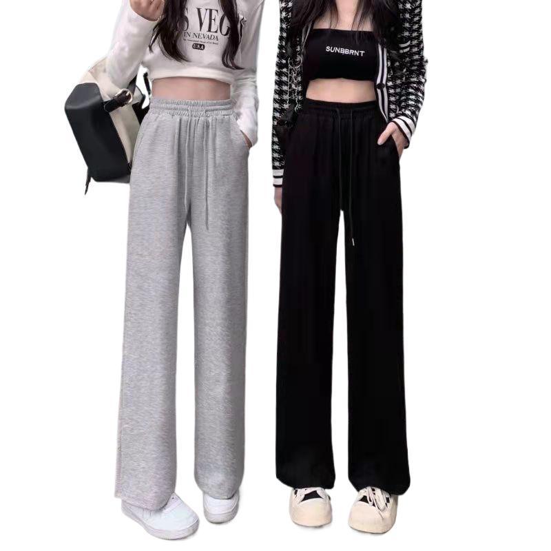 2026 High-Waisted Wide-Leg Pants - Spring/Autumn Casual Korean Style, Plus Size, Slimming & Loose Fit
