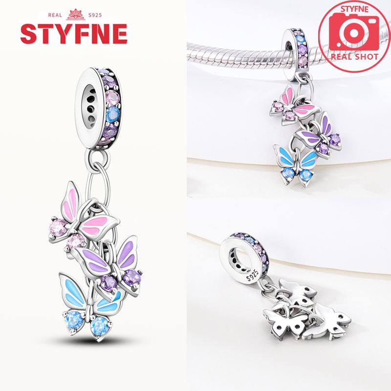 New Silver 925 Blue Dragonfly Butterfly Charms Beads Fit Bracelet for Women DIY Fine Jewelry Accessories Beads Gifts