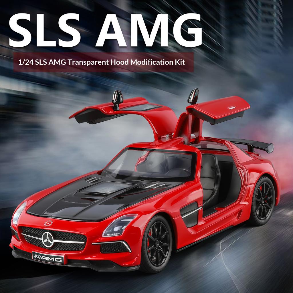 Alloy Die-cast 1/24 Scale SLS-AMG Modified Coupe Model Simulation Sound and Light Transparent Hood Boy Toy