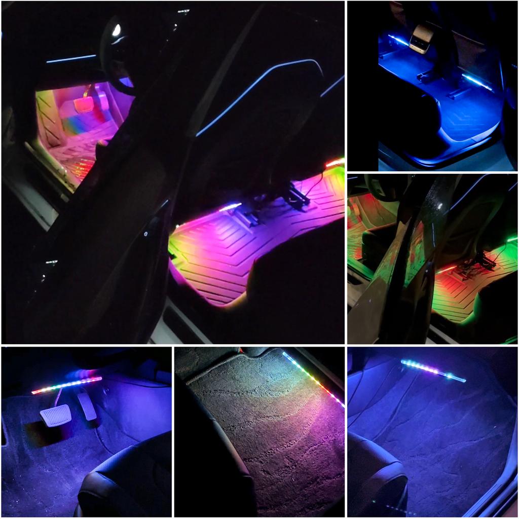 4-in-1 5V-12V RGB LED Interior light LED Lamp Car Lamp Foot light Car Decorations APP control, dynamic rhythm atmosphere light