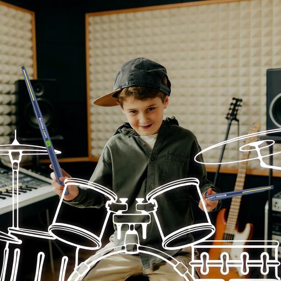 1 Set Air Drum Kit with Drumsticks Pedals Audio Converter Speaker 3D Motion Sensing Electric Drum Beginners Virtual Drum Percussion Instrument