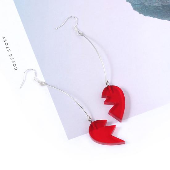1 Pair Dangle Earrings Long Combinable Heart Shape Personality Decorative Anime Cosplay Props Lovers Gift Bizarre Adventure Clip Earrings