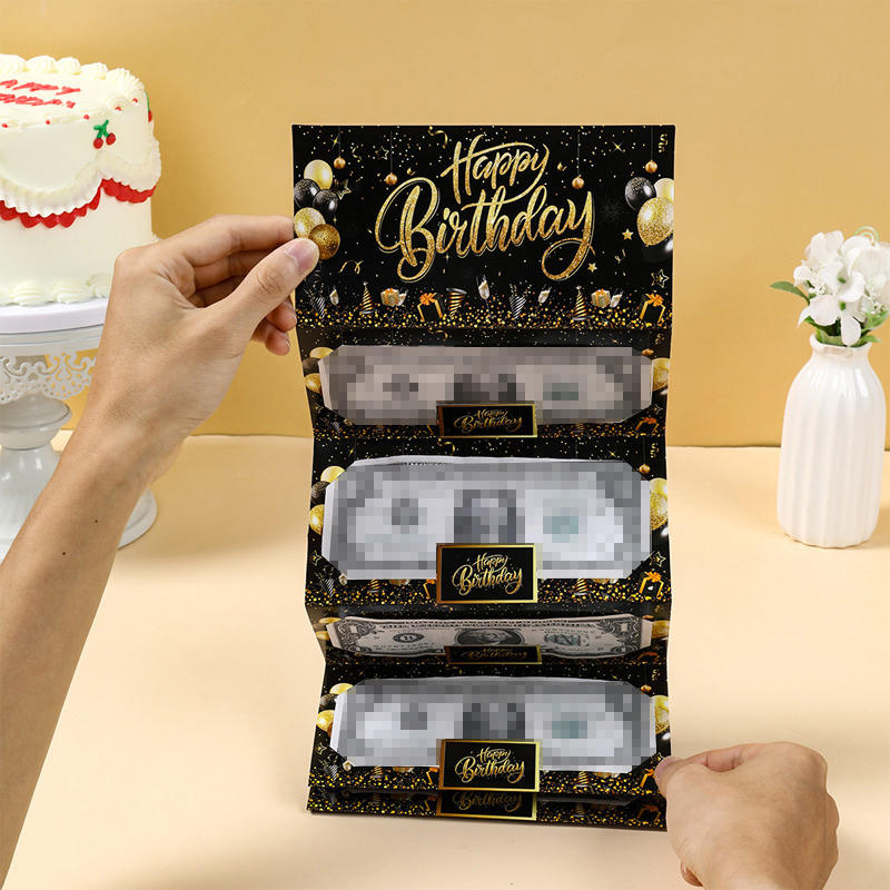 Money Birthday Card Folding Cash Envelopes Creative Birthday Money Box Cash Holder Greeting Card for Kids Teens