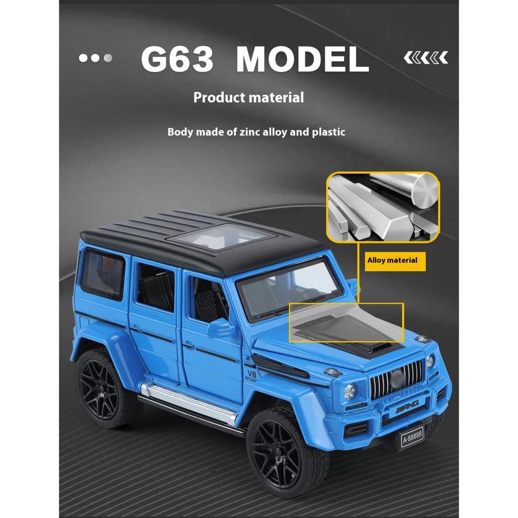 1/32 Alloy Benz G63 Model Car, Simulated Sound and Light, Strong Return Force, Simulated Large Skylight, Christmas/birthday Gift