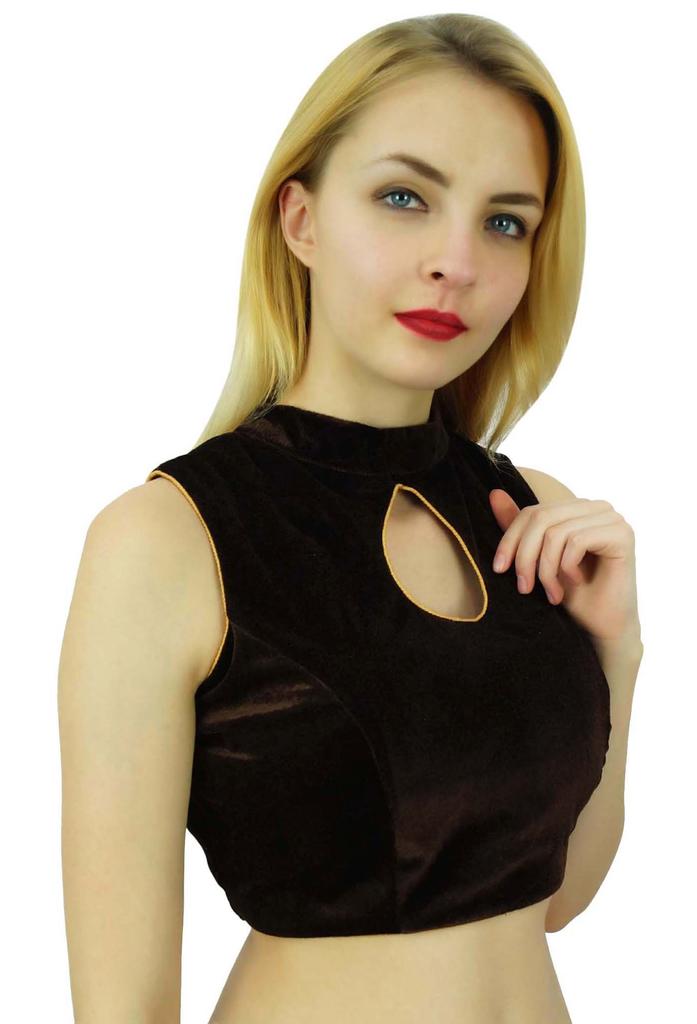 Phagun Stitched Designer Open Back Padded Saree Blouse Wedding Party Wear Crop
