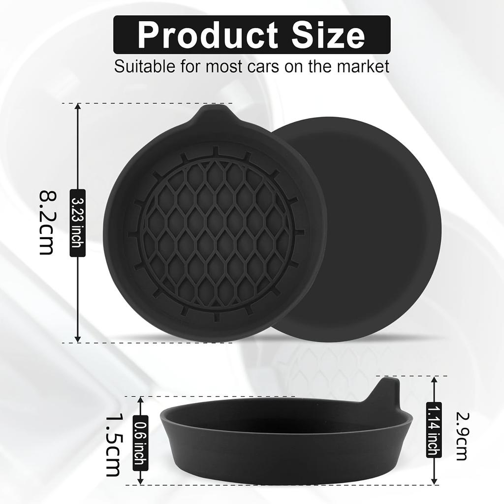 4pcs Black Silicone Car Cup Holders with Non-Slip Inserts -Fit for All Vehicles, Easy-Clean Design,Cup Holders for Vehicles