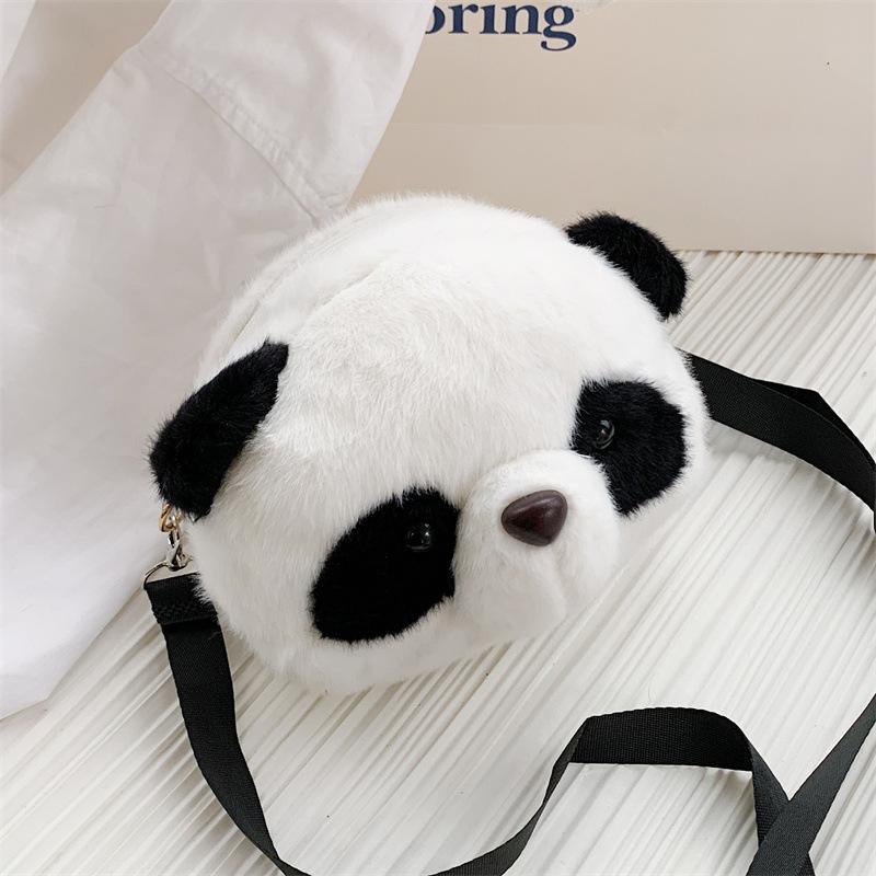 Panda plush bag women s new shoulder messenger bag doll doll backpack cute cartoon bag