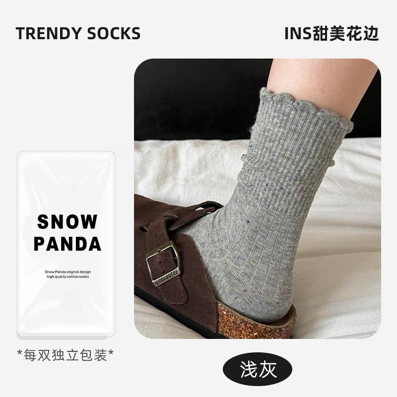 Socks Women's Season Medium Tube Socks Ideas Yarn Lace Stacking Socks Cotton Socks Boneless Women's Socks Versatile Socks Socks Industry