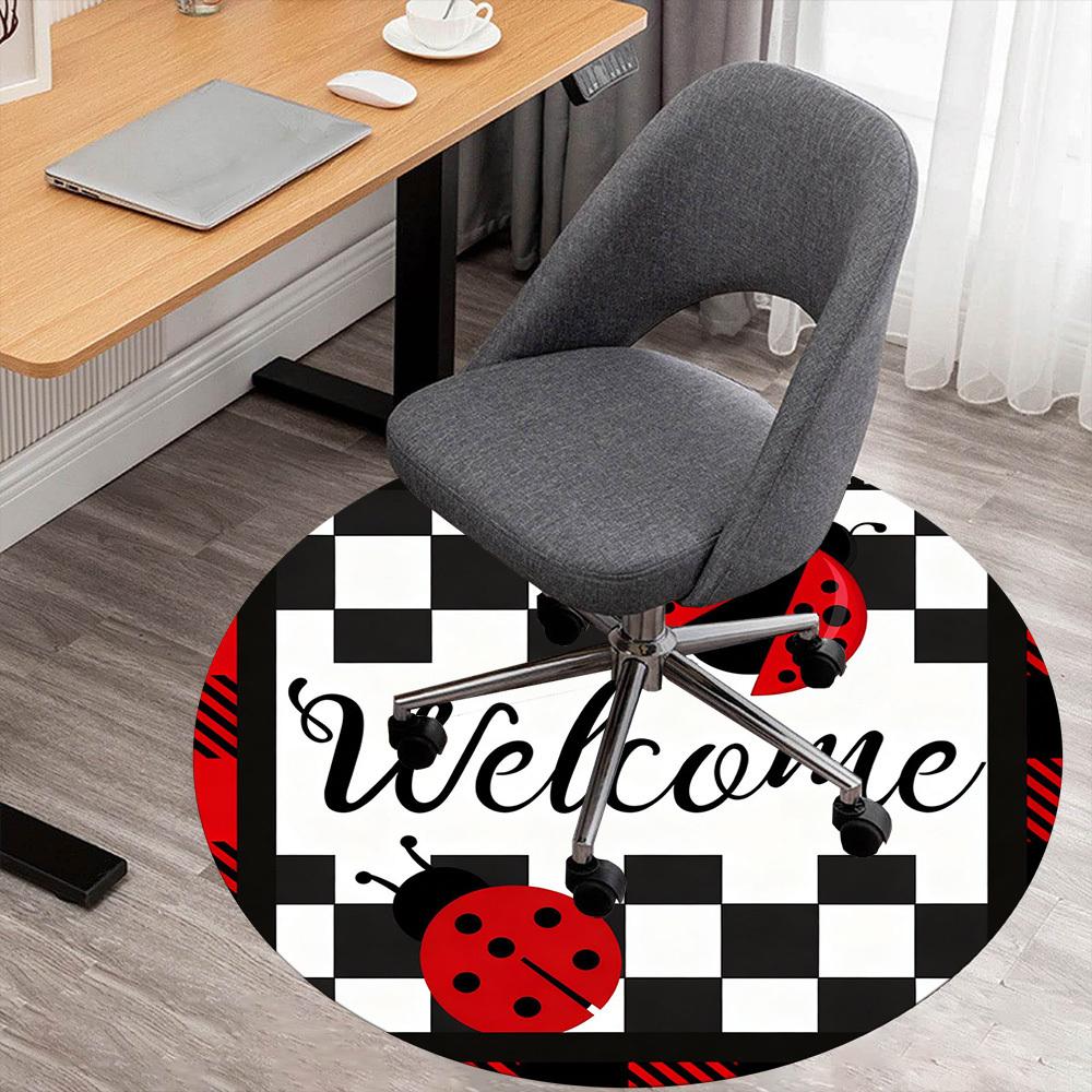 

1pc Ladybug Round Chair mat office Area Rug - Non-Slip, Floor Mat for Office, Bedroom, Ideal home decor gift c0112019 80cm