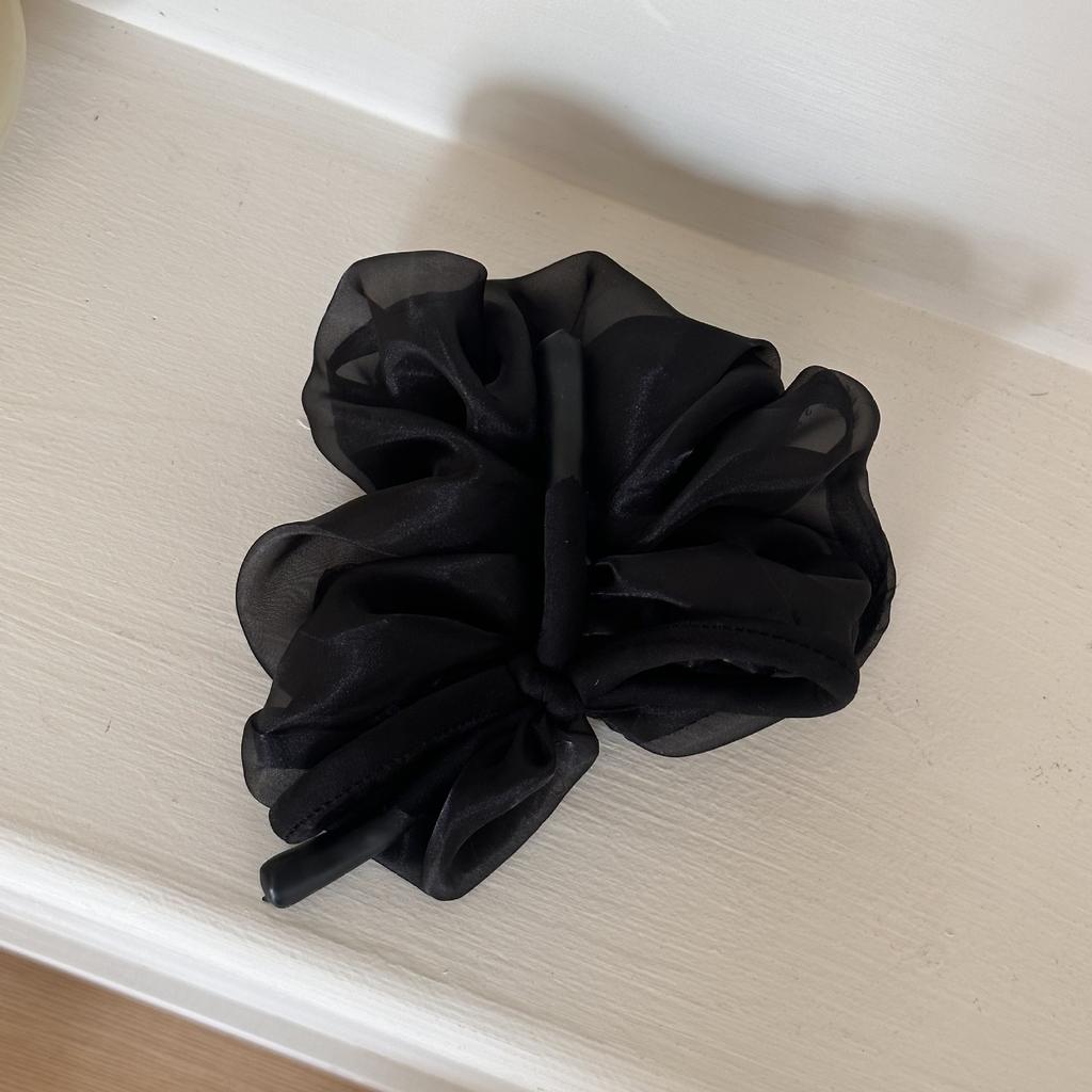French Chiffon Fabric Fluffy Hair Band, High-end and Sweet Bow Tie, Ethereal Ponytail Tie, Large Intestine Hair Band