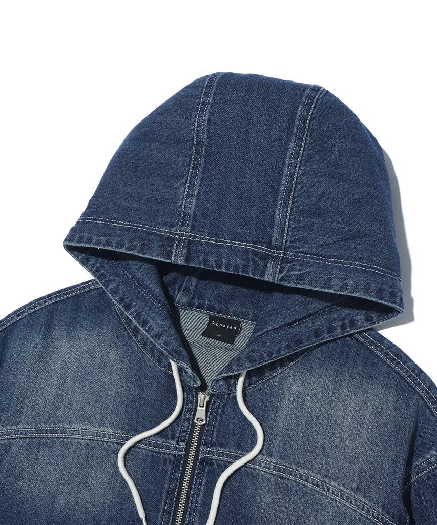 Annoyed Cut Brushed Denim Zip-Up Hoodie Lq1Ju032_Indigo