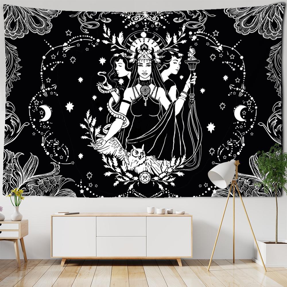 Tarot Divination Tapestry Wall Hanging Hippie Bohemian Witchcraft Dark Mystery Dorm Living Room Home Decor Cloth