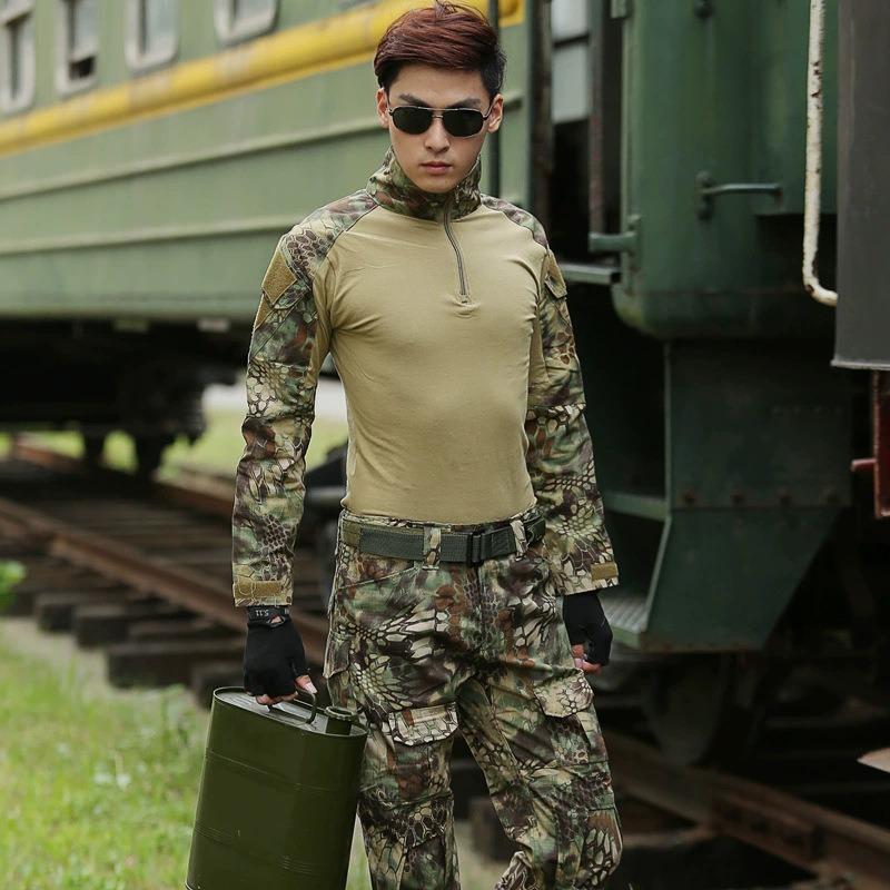 Costumes Verts Uniforme d'Extérieur Vêtements pour Hommes Survêtement Chemises Pantalons Cargo Paintball Ensembles pour Hommes Résistant à l'Usure