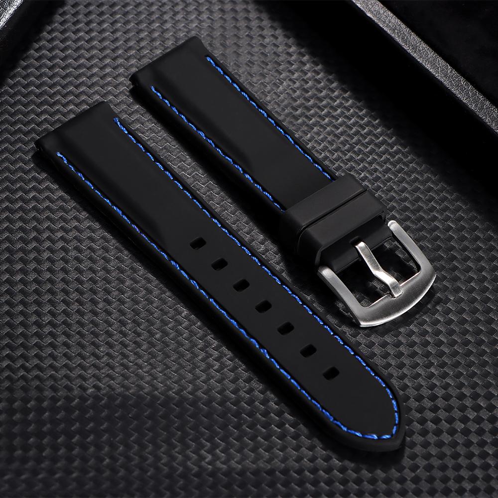 18mm 20mm 22mm 24mm 26mm Uhrenarmband Sport Vintage Silikon Uhrenarmband Edelstahlschließe Uhrenzubehör für Seiko