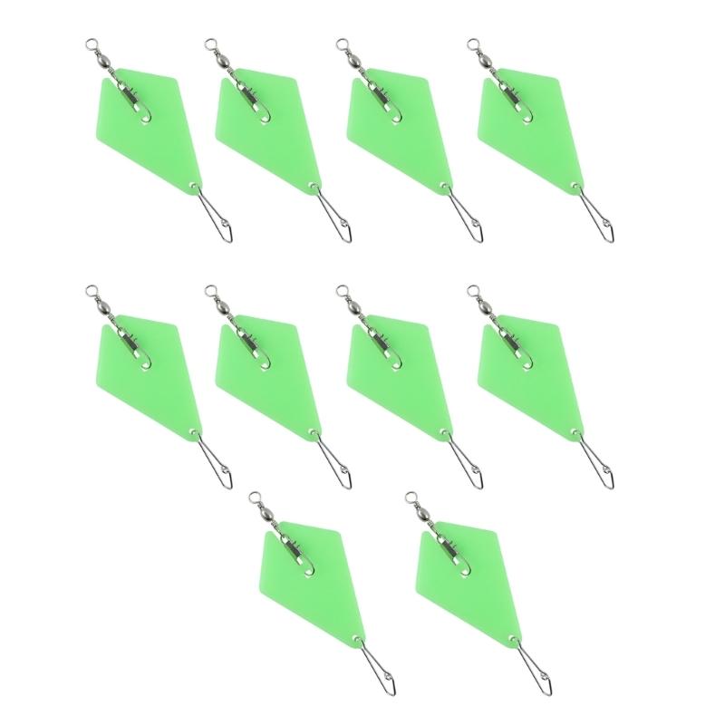 

10Pcs Sea Fishing Sinkers with Luminously Triangular Plate Fishing Clip Small Rotating Pin Swivels Snapping Connector 1
