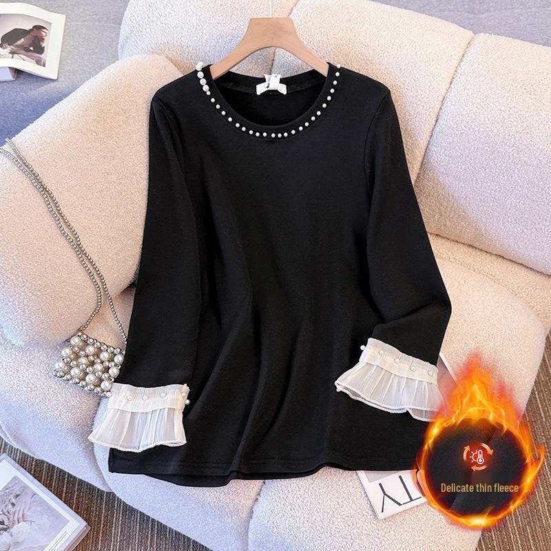 

Зимний женский топ большого размера из бархата с пэчворком и бусинами, 130-350 Цзинь 5XL: 210-245 jin