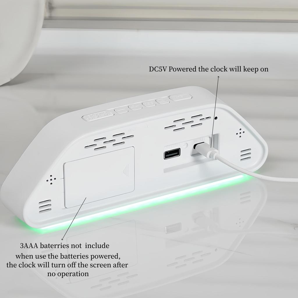 LED Digital Alarm Clock Temperature Week Date Display Timer Brightness Adjustment Electronic Table Clock with Ambient Light