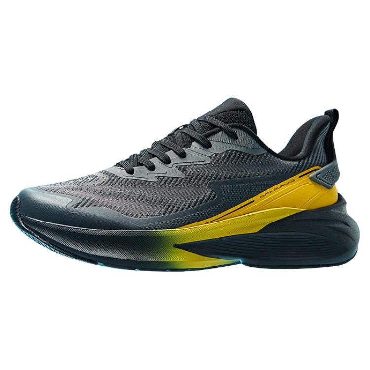 Anta Cushioning, Wear Resistant Low top Running Shoes Men's Black Gray Yellow 112415522-7
