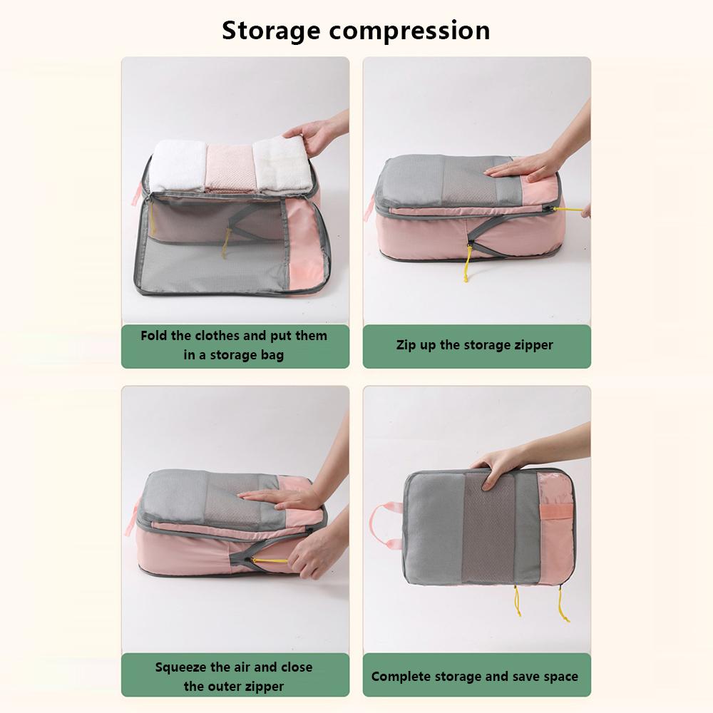 LXSN-000680 3PCS Travel Clothing Compression Packing Pouch Oxford Cloth Storage Bag