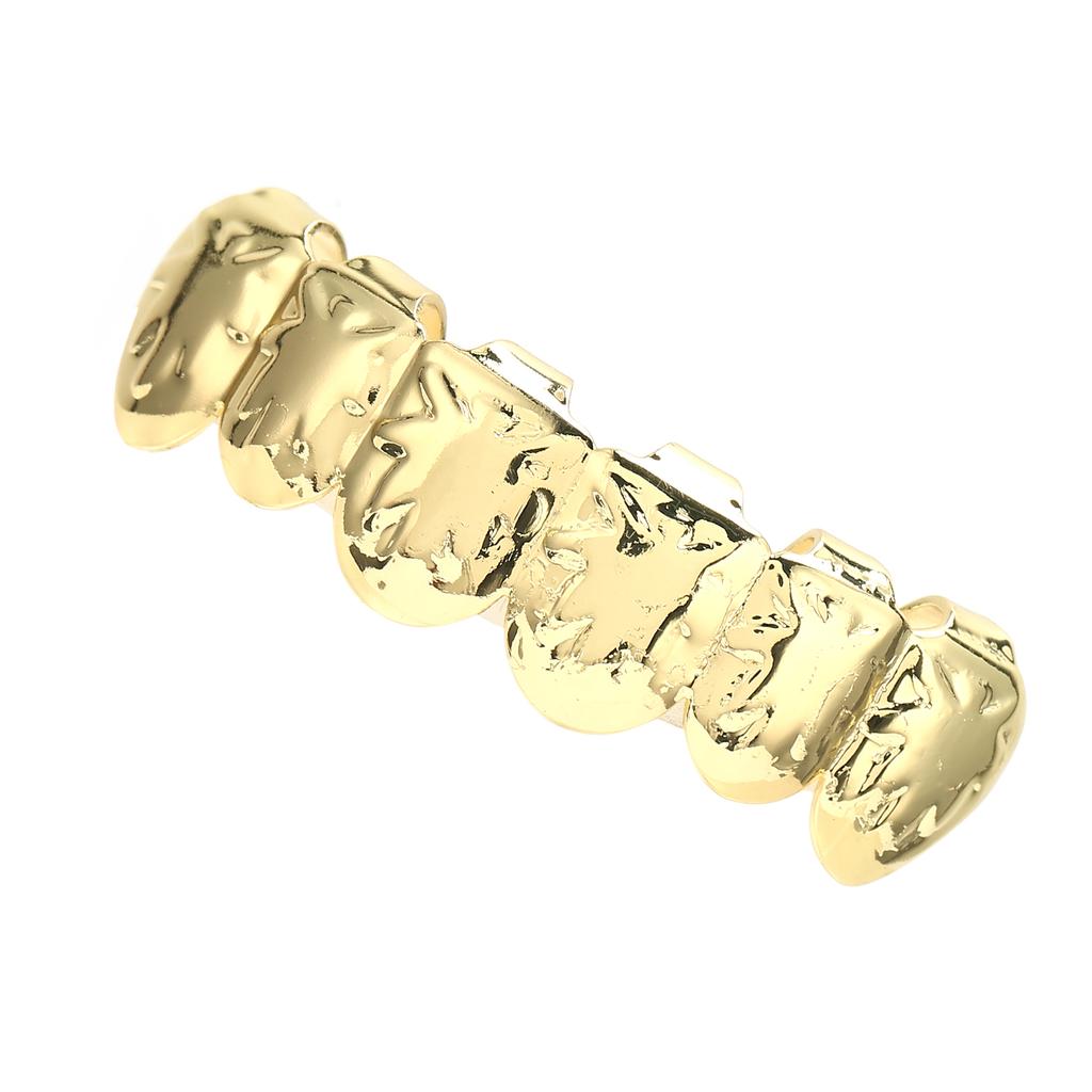 Pozłacane 18K Zęby Hip Hop Górne Zęby Sztuczny Ząb Dekoracja Zęba na Festiwal Halloween Złoty