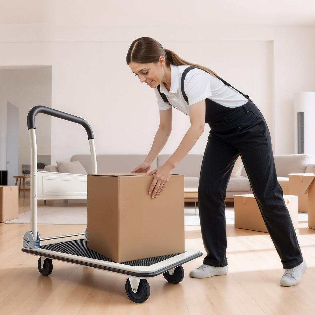 Foldable Push Cart Dolly, 149.69 Kg Capacity, Folding Platform Truck with Swivel Wheels, Moving Platform Hand Truck Flatbed Cart, Space Saving Push