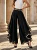 2026 Women's European & American Patchwork Chiffon High-Waisted Wide-Leg Pants: Summer Casual Style