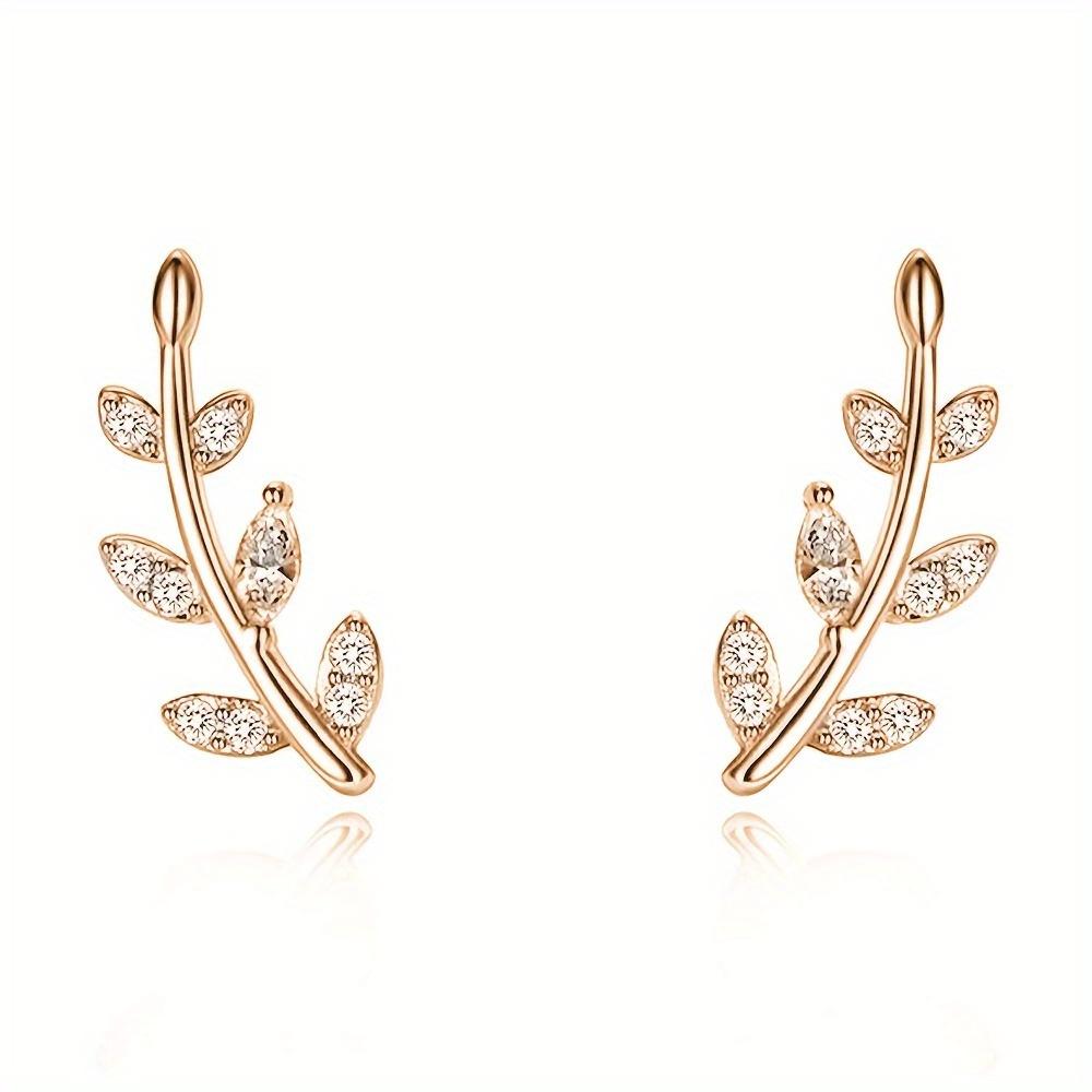 Fashionable and Luxurious Women's Leaf Branch Imitation Zircon Earring Earrings