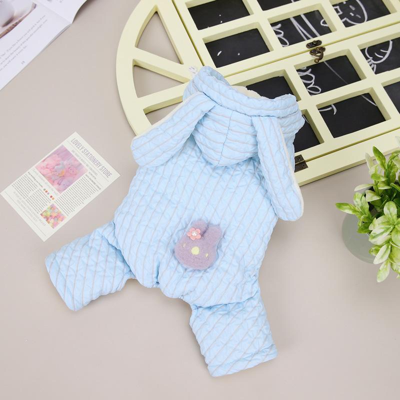 

Шапка с изображением полосатого кролика, пальто с четырьмя ножками, осенне-зимняя одежда, парки для четвероногих собак, комбинезон с изображением полосатого кролика и четырьмя углами L