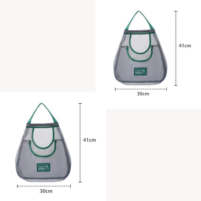 Reusable Kitchen Hanging Mesh Bag Home Fruit and Vegetable Net Pocket Hollow Storage Net Bag for Ginger Garlic Potatoes Onions