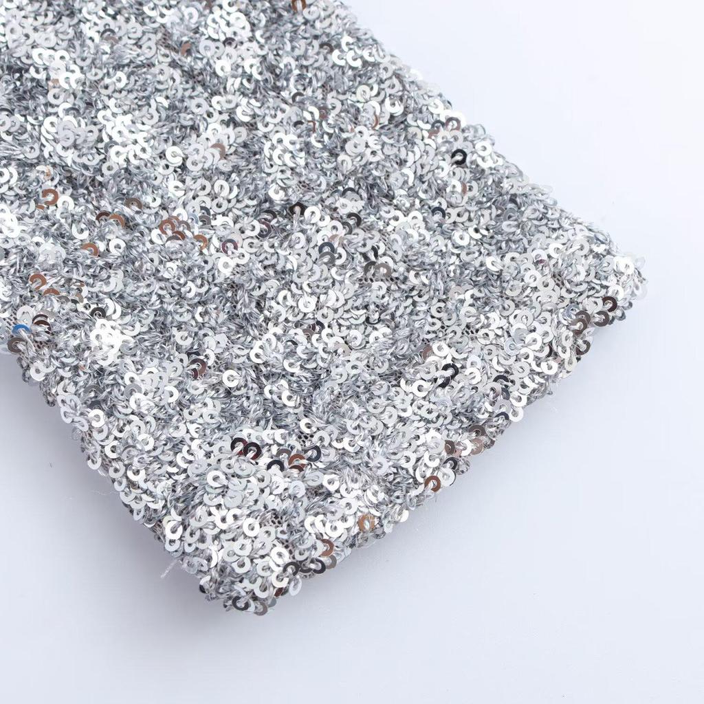 2024 Winter European & American Round Neck Sequin Long Sleeve Dress - Elegant & Simple Fashion for Women