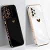Square Mirror Plating Love Heart Phone Case On For Samsung Galaxy A53 5G S22 Ultra A 53 S 22 Gold Frame Silicone TPU Cover Shell