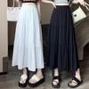 1PC High Waist Skirts Long Skirts A-line Skirts Polyester Chiffon White Elastic Women Vintage