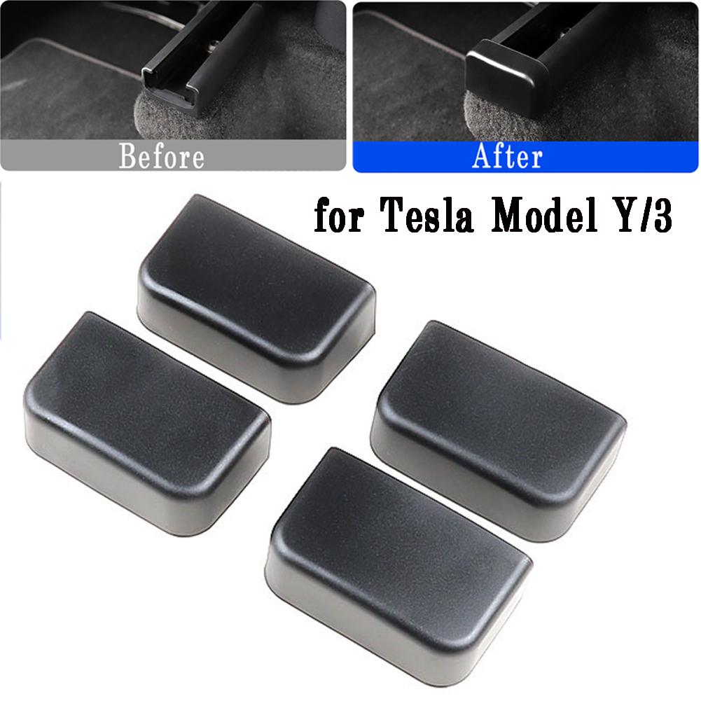 Parts Rail Anti-kick Rubber Plug 4 Pcs Accessories Black For Tesla-Model Y 3 Rear Seat Replacement Slide Brand New