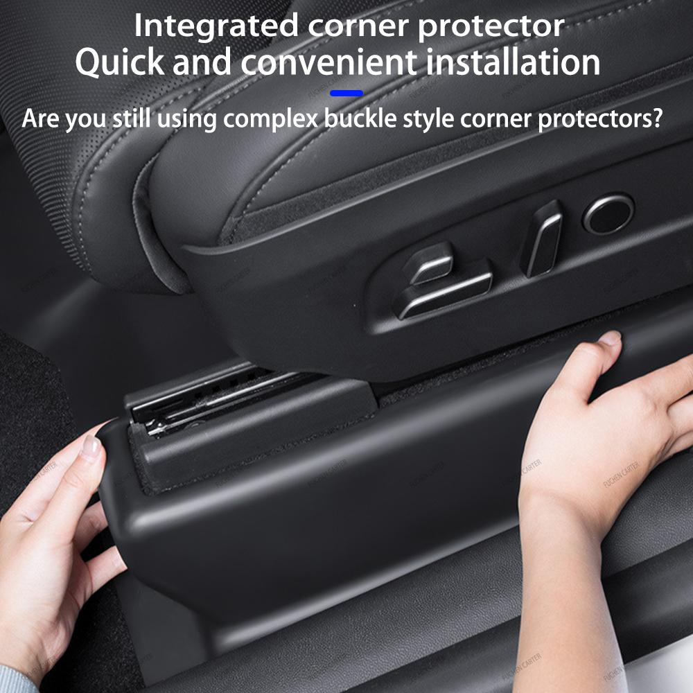 2 4 6 Pcs For Tesla Model YL TPE Under Seat Corner Guard Seat Slide Rails Protector Cover Anti-Kick Decor Flocking Accessories