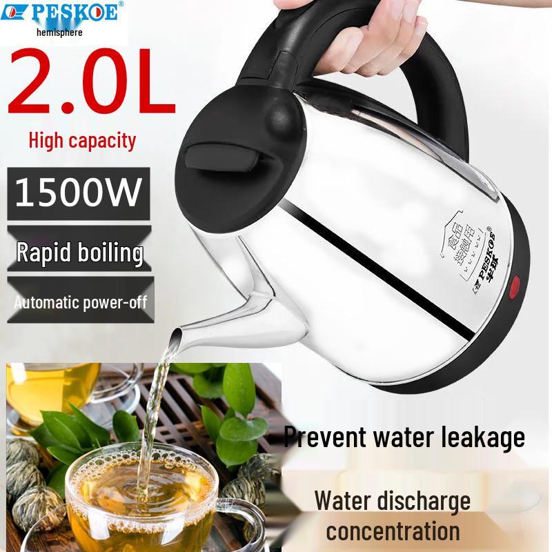 Elektrisk vattenkokare i rostfritt stål med lång pip och automatisk avstängning