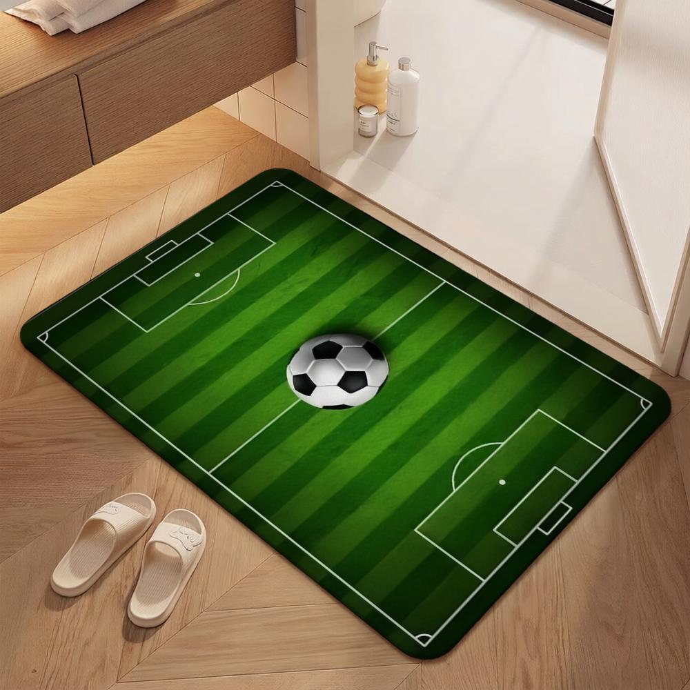 Soccer Ball Green Field Rectangular Rug Nonslip Durable Carpet For Gaming Room Study Living Room Home Party Decor Holiday Gift