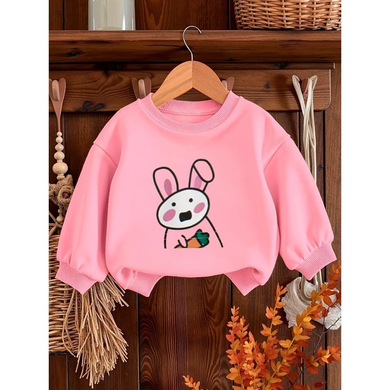 European Size A Brightly Colored Print Pattern, a Comfortable And Skin-Friendly Round-Neck Sweatshirt for Baby Girls, Perfect for Everyday Wear