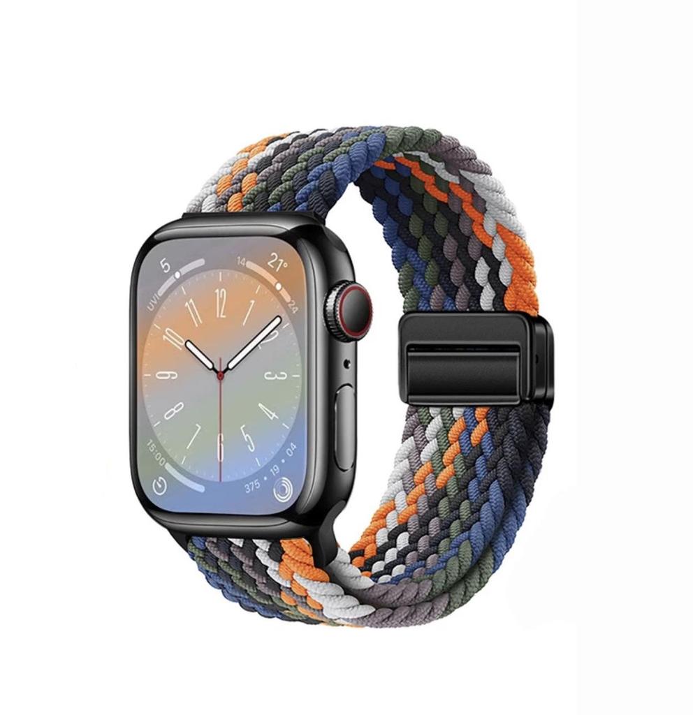 Magnetic Buckle Nylon Watch Strap for Apple Watch Series 5-10 Smartwatches