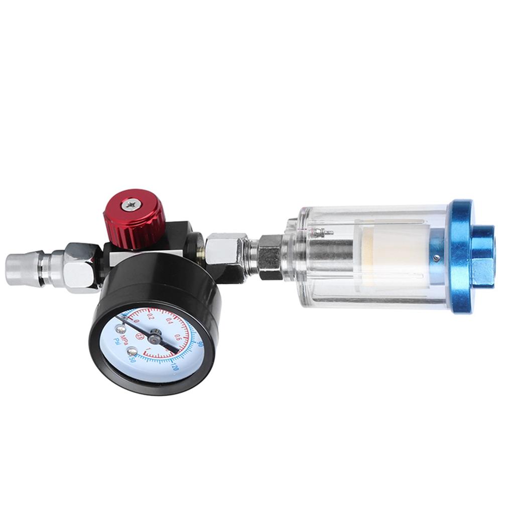 Pneumatic Spray Gun Air Pressure Regulator Gauge In Line Oil Water Trap Filter Separator Kit