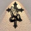 Praying Hands Metal Wall Art Bohemian Bible Verse Decor Powder Coated Iron Inspirational Gift for Home Church