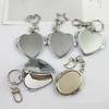 Flip Folding Mirror Keychain Travel Pocket Mirror Key Ring Metal Elliptical Heart-Shaped Mirror Anti-Lost Phone Camera Pendant