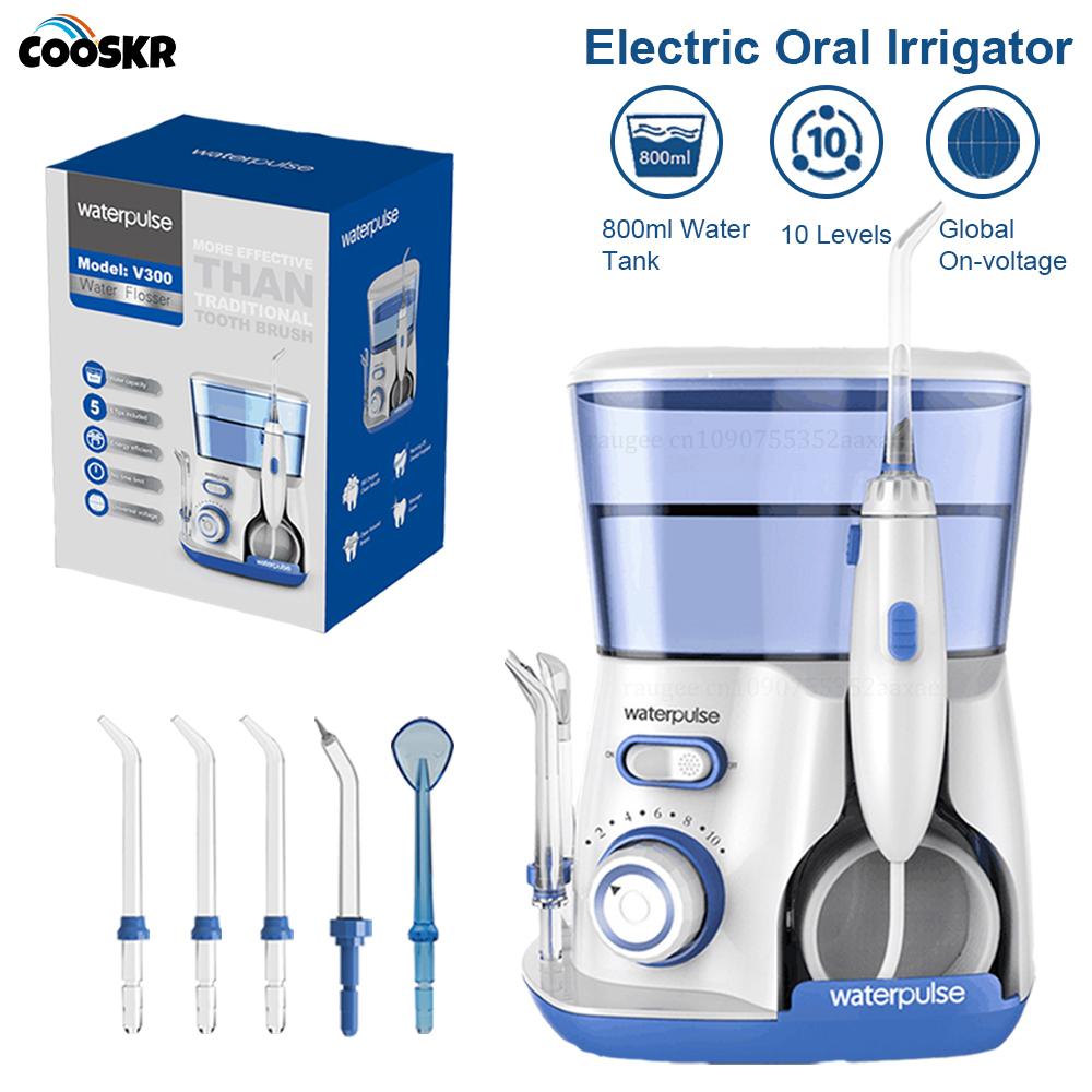 Oral Irrigator Electric Water Flosser High Pressure Mouth Washing Machine with 5x Tip 800ML Large Water Tank Teeth Cleaner